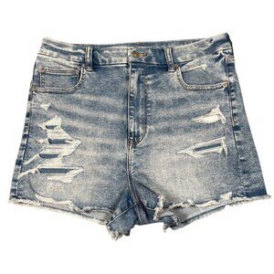American Eagle Light Wash Next Level Stretch Curvy High-Rise Shortie SIZE-12